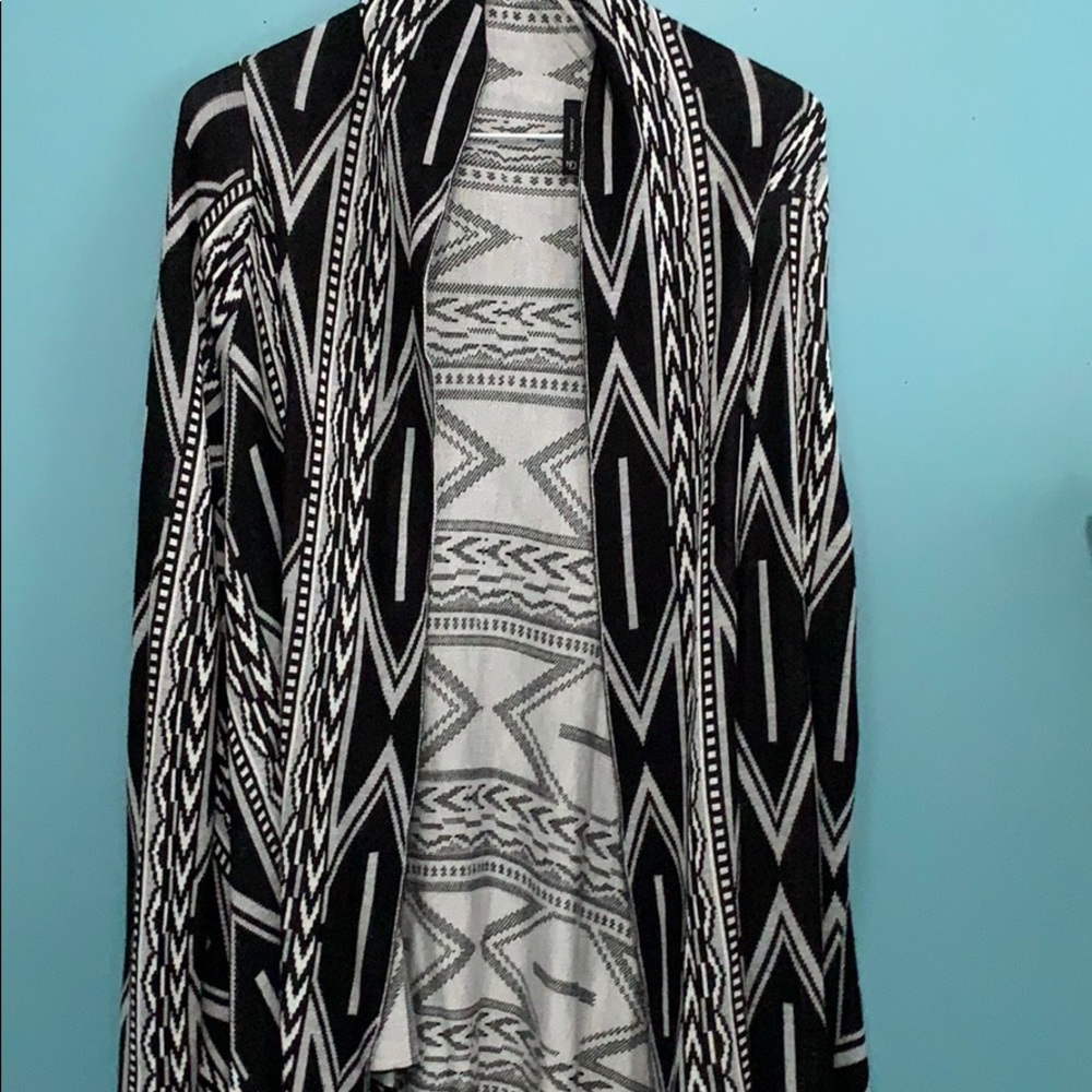 Black, white and gray cardigan